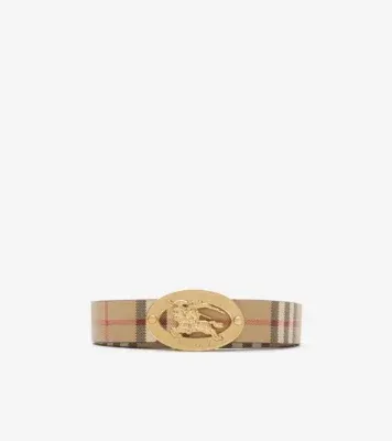 Reversible Check Oval Belt in Archive beige/tobacco - Women, Technical, Cotton