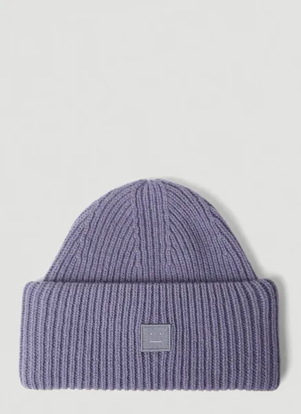 Logo Patch Ribbed Beanie
