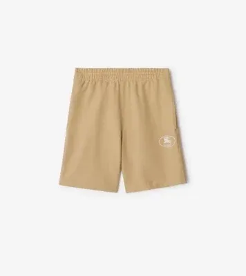 Knight Stamp Cotton Shorts in Flax beige