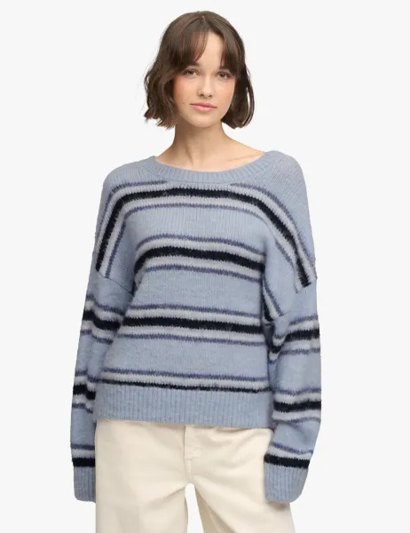 Superdry & Co Brushed Striped Relaxed Jumper Cream Mix