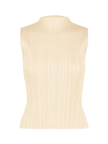 Pleats Please August Colors High-Neck Top Off White
