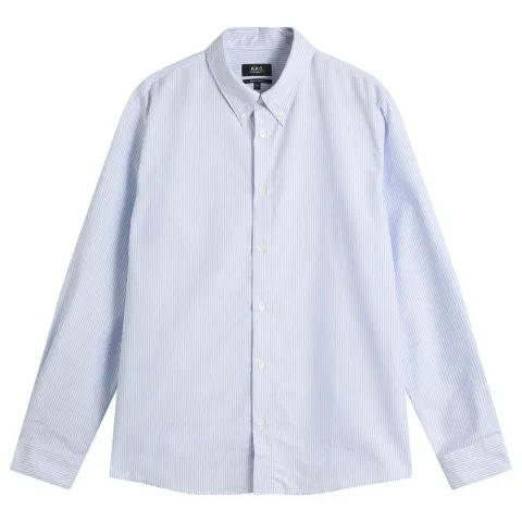 A.P.C. Greg Logo Button Down Stripe Shirt
