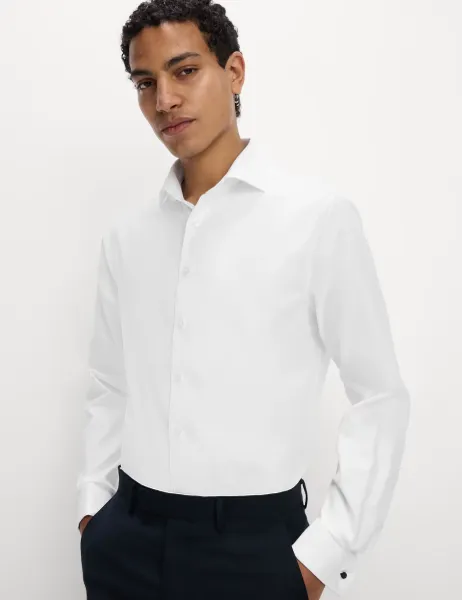 M&S SARTORIAL Regular Fit 2 Inch Shorter Easy Iron Pure Cotton Shirt White