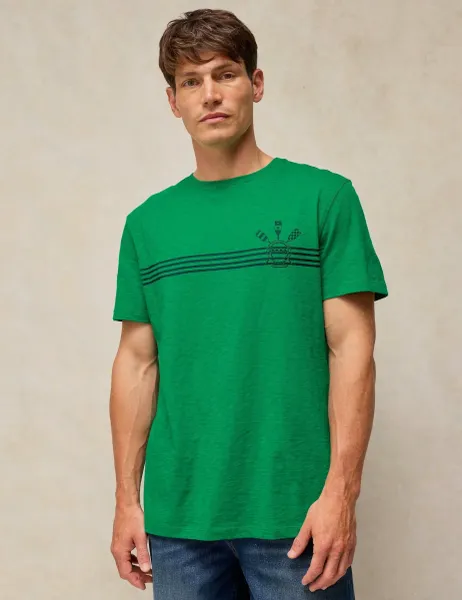 White Stuff Cotton Graphic Crew Neck Short Sleeve T-Shirt Green