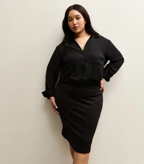 Women's Plus Size Black Pencil Mini Skirt Curves