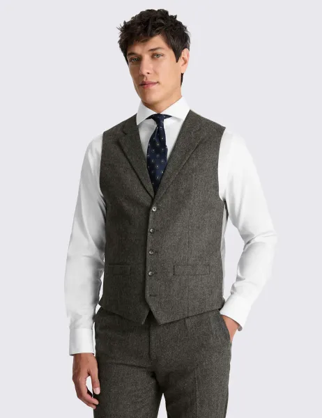 Moss Tailored Fit Wool Blend Herringbone Waistcoat