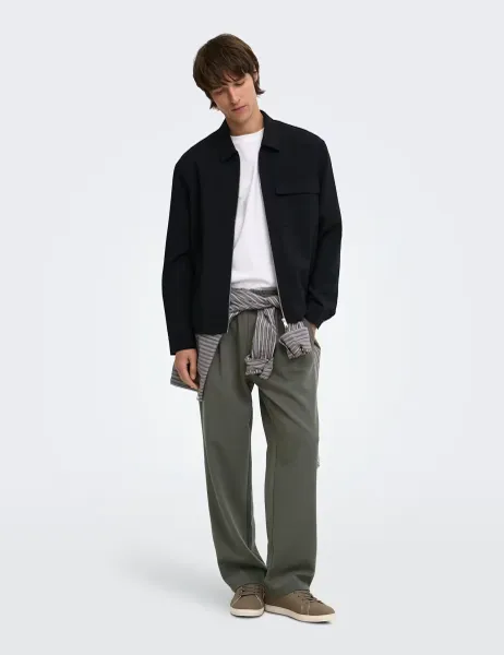 Only & Sons Loose Fit Elasticated Waist Drawstring Trousers Brown