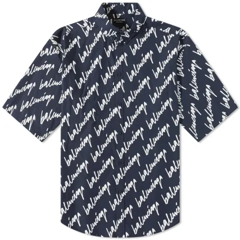 Short Sleeve Script All Over Shirt
