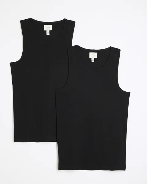 River Island Essential Muscle Fit Vests 2 Pack