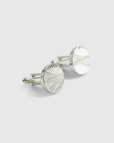 River Island Silver Textured Cufflinks