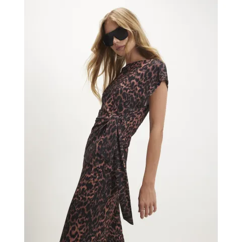 River Island Leopard Textured Tie Side Top