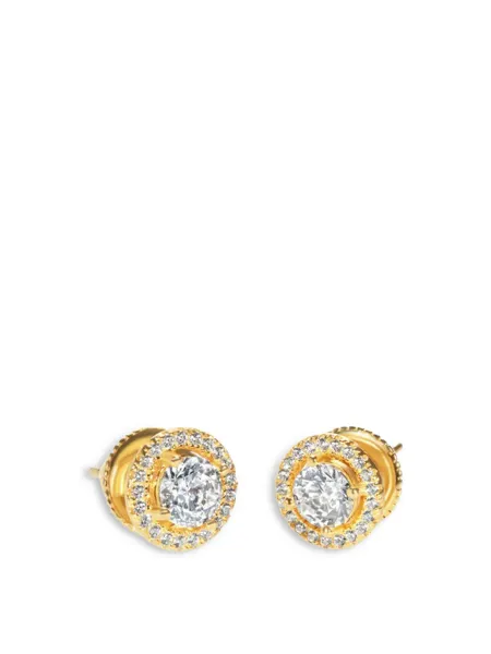 CARAT Gwen Round Borderset Studs 18kt Gold Vermeil