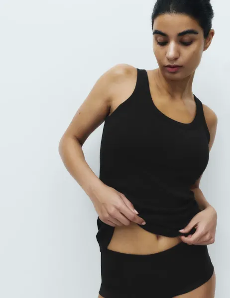 Marks & Spencer Cotton Rich Secret Support Bra Vest Black