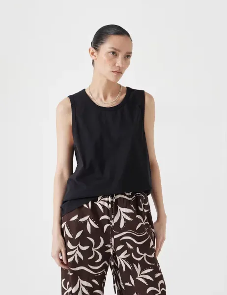 HUSH Pure Cotton Vest Top Black
