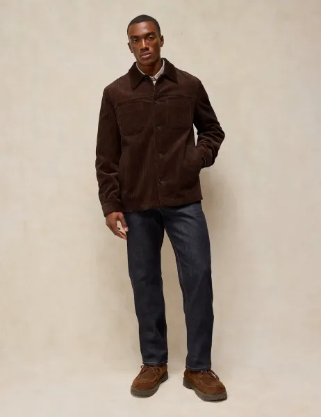 White Stuff Pure Cotton Cord Button Through Jacket Brown