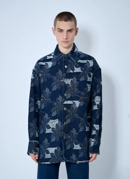 Floral Jacquared Denim Shirt