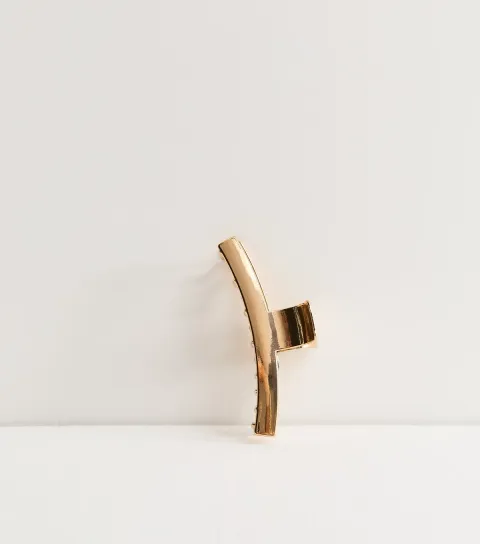 Gold Tone Long Curved Hair Claw Clip