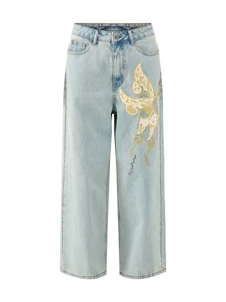 Ed Hardy Antique Butterfly Baggy Jeans