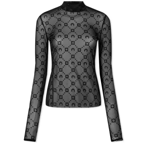 Moonogram Flocked Mesh Second Skin Top
