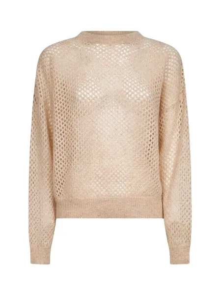 Women mesh open-knit sweater Seashell