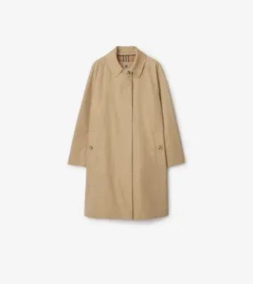 Mid-length Camden Heritage Car Coat in Honey beige - Women, Cotton Gabardine