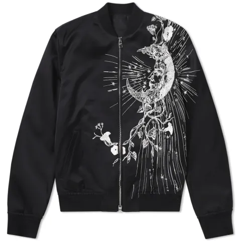 Contrast Embroidery Bomber Jacket