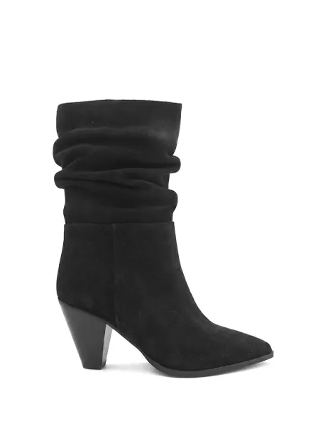 Jones Bootmaker Leather Block Heel Ankle Boots Black