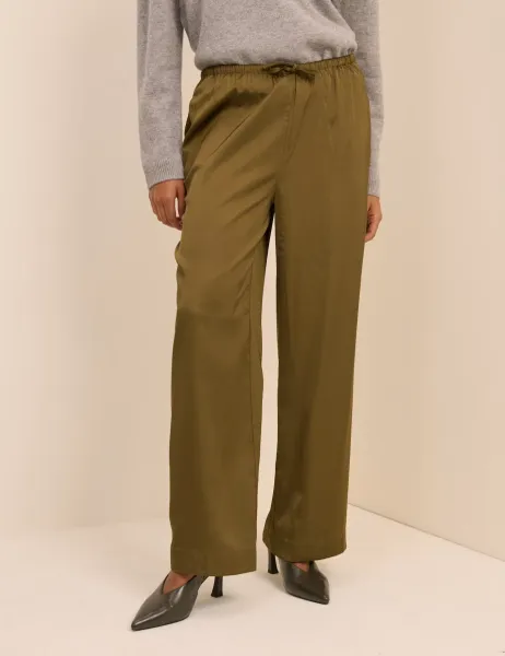 Nobody's Child Drawstring Wide Leg Trousers Khaki