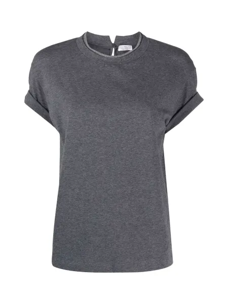 Women faux layering t-shirt Dark grey