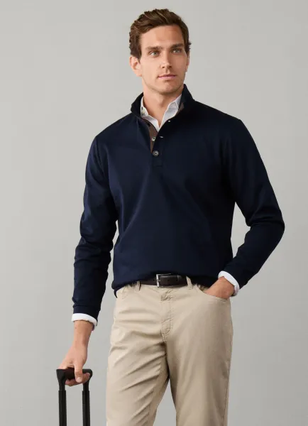 Hackett Travel Twill Cotton Half Button Sweat