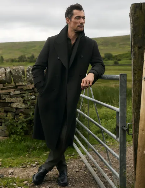 Jaeger Pure Wool Double Breasted Revere Overcoat