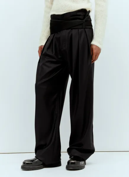 Pleated Pants With Silk Ties