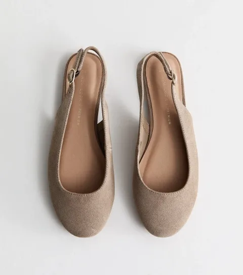 Women's Premium Real Leather Light Brown Suede Slingback Pumps