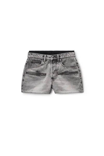 Silk Zip Mid-Rise Short