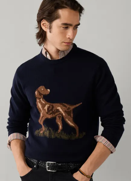 Hackett Merino Wool Highland Hound Crew Neck Jumper