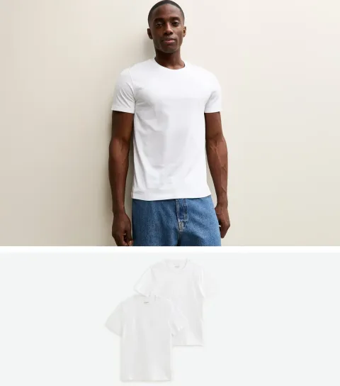 Men's Pack Of 2 White Short Sleeve Regular T-Shirts