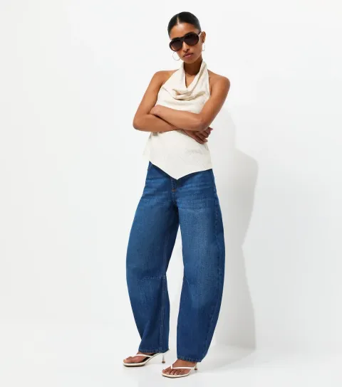 Women's Blue Barrel Leg Jeans
