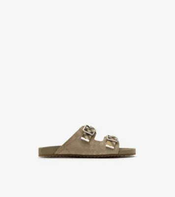 Check Suede Urchin Sandals in Sparrow beige