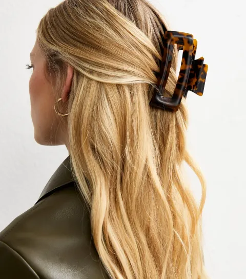 Brown Tortoiseshell Effect Rectangular Hair Claw Clip