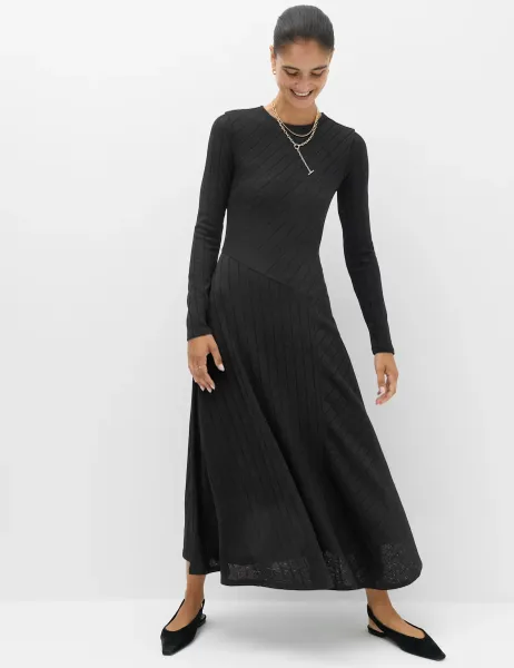 Marks & Spencer Jersey Ribbed Midi Column Dress Black
