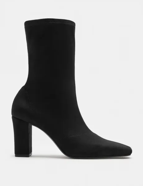Marks & Spencer Square Toe Block Heel Sock Boot Black