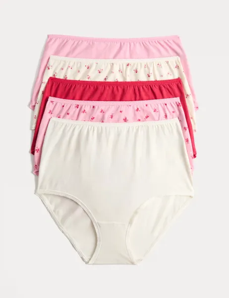 Marks & Spencer 5pk Cotton Lycra Full Briefs Pink Mix