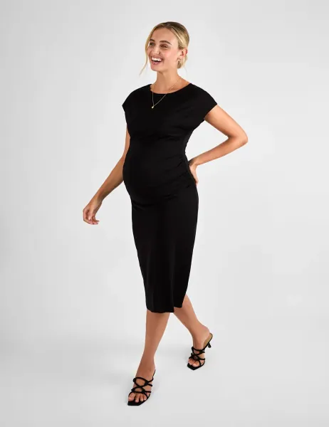 JoJo Maman Bébé Maternity Midi Bodycon Dress Black
