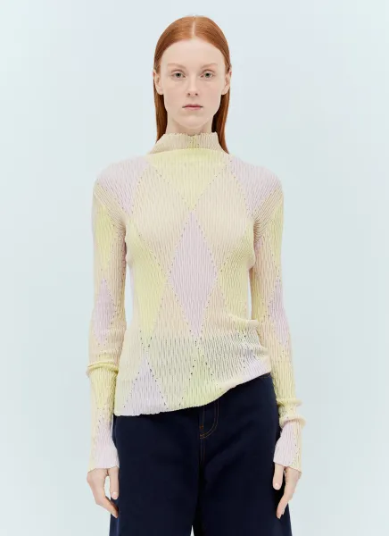 Argyle High-Neck Sweater