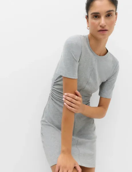 Marks & Spencer Jersey Ruched Mini T-Shirt Dress Grey