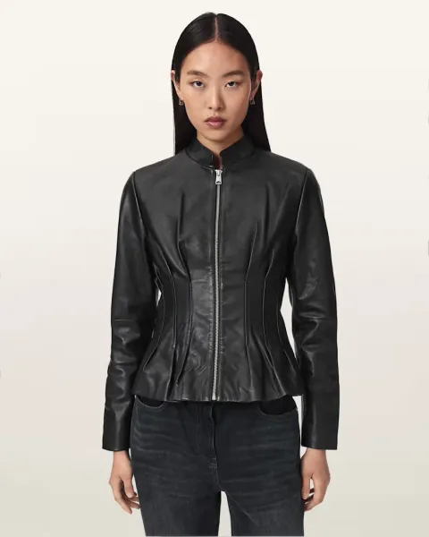 Clo Pleated Leather Jacket