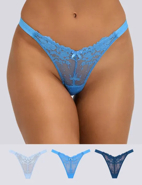 Boux Avenue 3 Pack Fran Lace High Leg Thongs