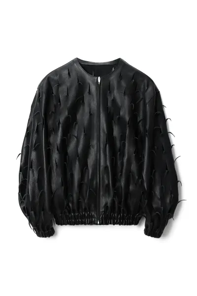 Leather Cutout Bomber