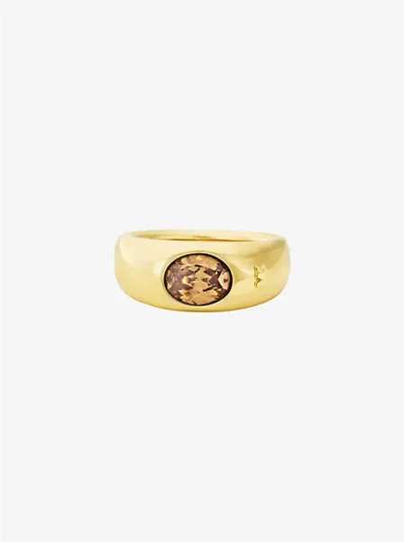 Precious Metal-Plated Cubic Zirconia Signet Ring