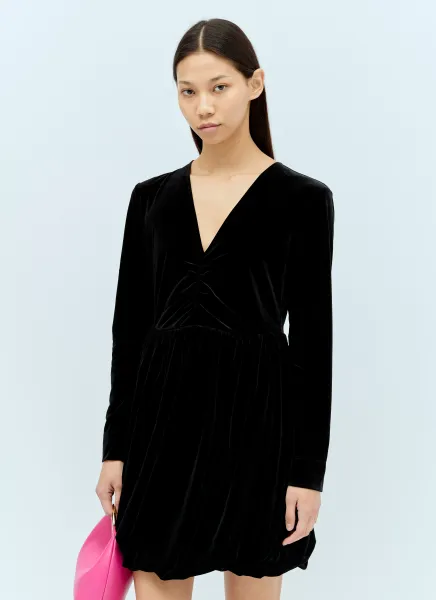 Velvet Jersey Balloon Mini Dress